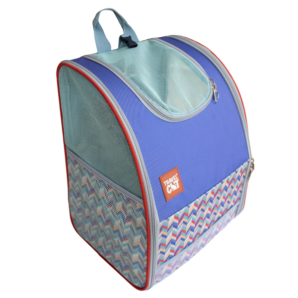 TRAVEL CAT “The Roam With Me” Cat Backpack  Chevron Terracotta Sky