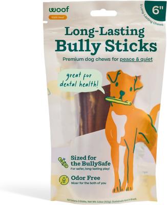 WOOF Dog Bullysafe Free Range Bully sticks 6 inch 5 PK