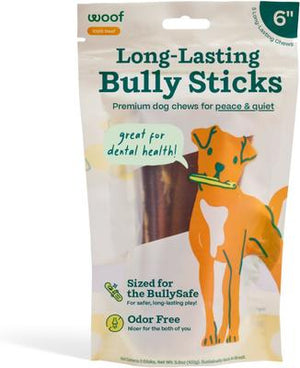 WOOF Dog Bullysafe Free Range Bully sticks 6 inch 5 PK