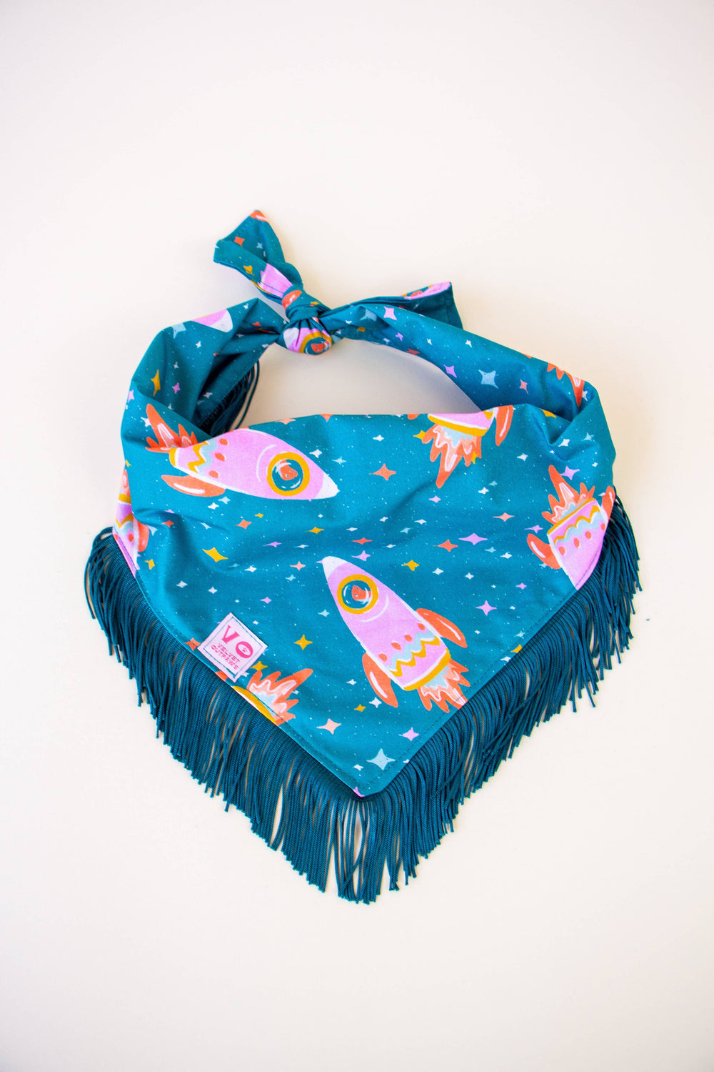 VELVET OUTPAW Space Cowboys Teal Fringe Bandana