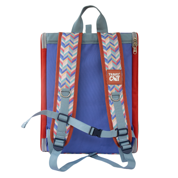TRAVEL CAT “The Roam With Me” Cat Backpack  Chevron Terracotta Sky