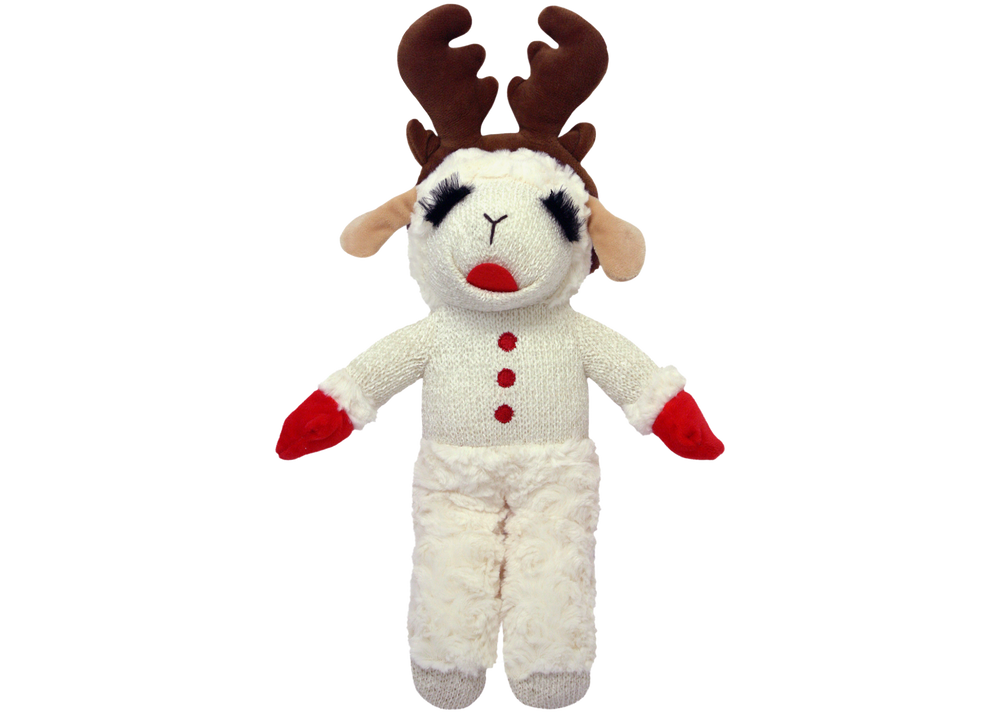Standing Lamb Chop with Antlers Squeaky Plush Toy