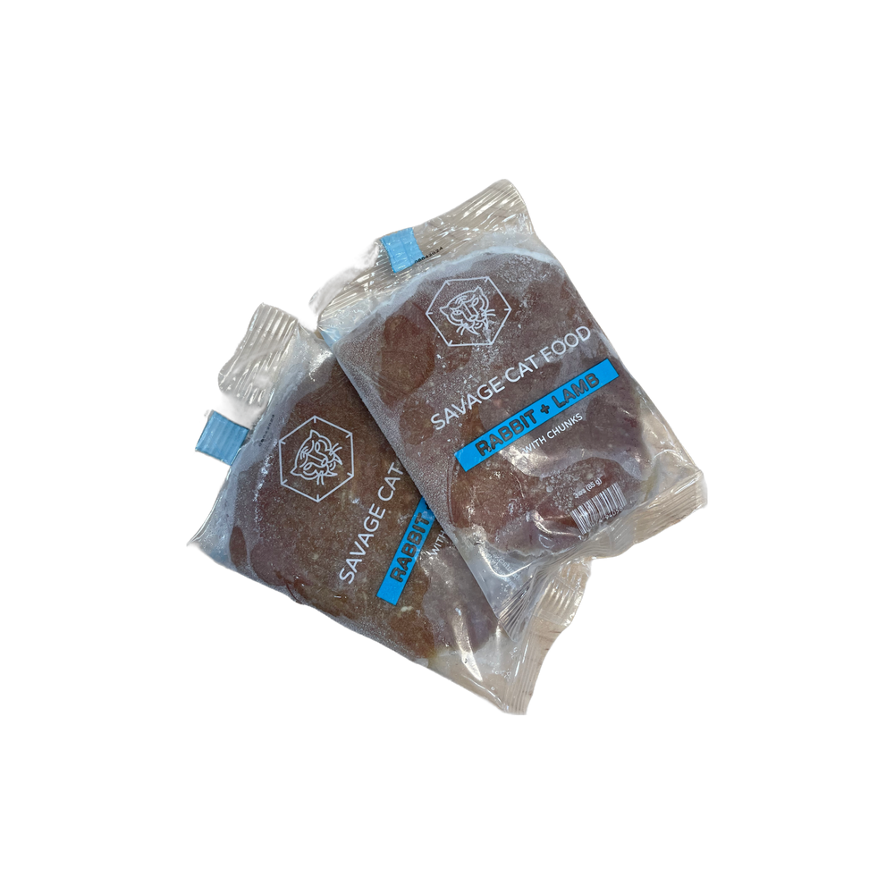 SAVAGE CAT Frozen Raw Cat Food Rabbit and Lamb 3OZ