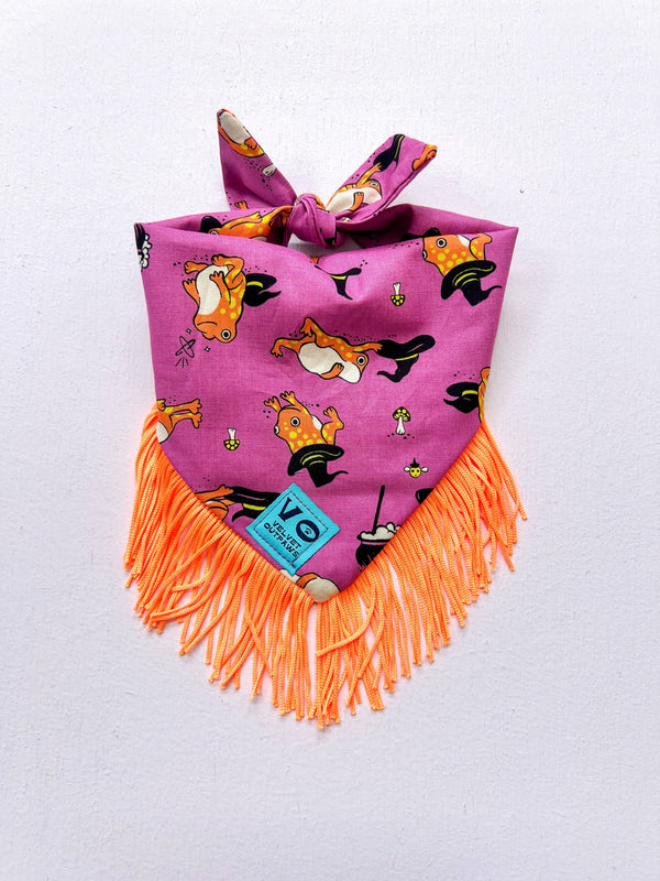 Velvet Outpaws Halloween Frogs Fringe Bandana