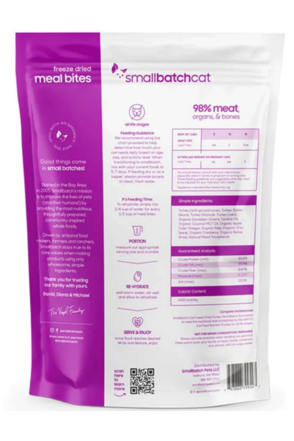 SMALL BATCH Cat Freeze-dried Turkey Meal Bites 10oz
