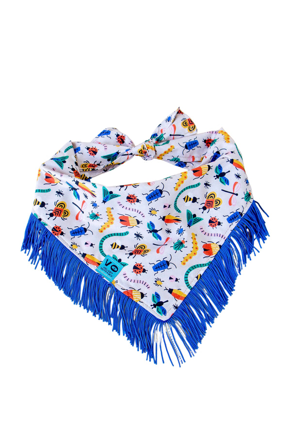VELVET OUTPAW Bugs Blue Fringe Bandana