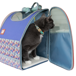 TRAVEL CAT “The Roam With Me” Cat Backpack  Chevron Terracotta Sky