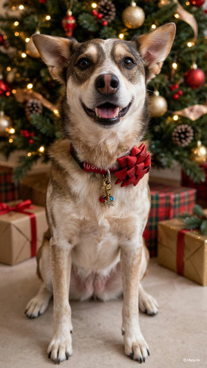 THE FOGGY DOG Red Gift Bow Collar Attachment