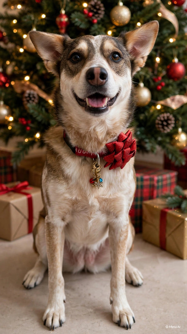 THE FOGGY DOG Red Gift Bow Collar Attachment