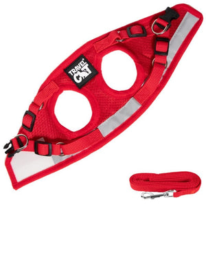 TRAVEL CAT True Adventurer Reflective Leash & Harness Set Red