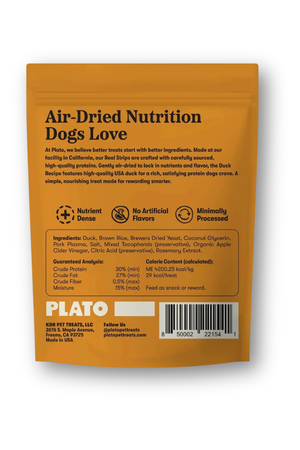 PLATO Air Dried Real Strips Dog Treats Turkey & Pumpkin
