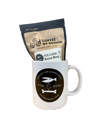 FISH & BONE Ceramic Logo Mug White + Rescue Blend Coffee