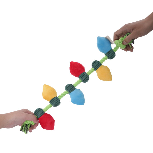 TERRITORY Holiday String of Lights Plush Squeaker Rope Tug Dog Toy