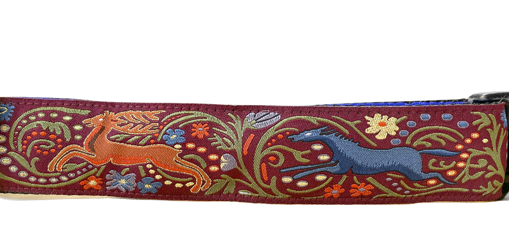 MACKENZIE Medieval Hunt Burgundy Collar 1.5in