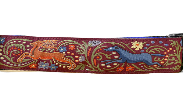 MACKENZIE Medieval Hunt Burgundy Collar 1.5in