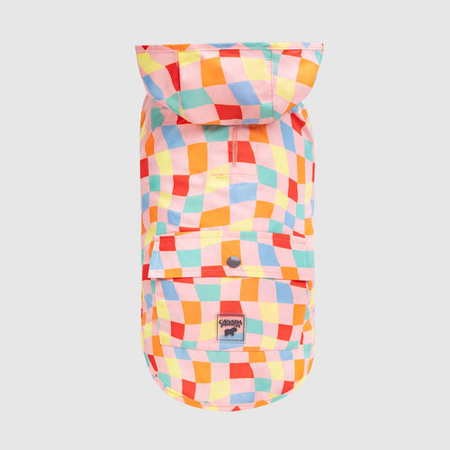 CANADAPOOCH Pick Me Poncho Dog Raincoat Warped Checker