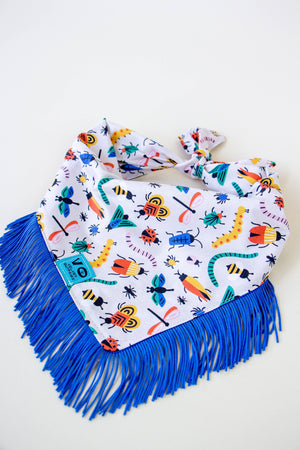 VELVET OUTPAW Bugs Blue Fringe Bandana