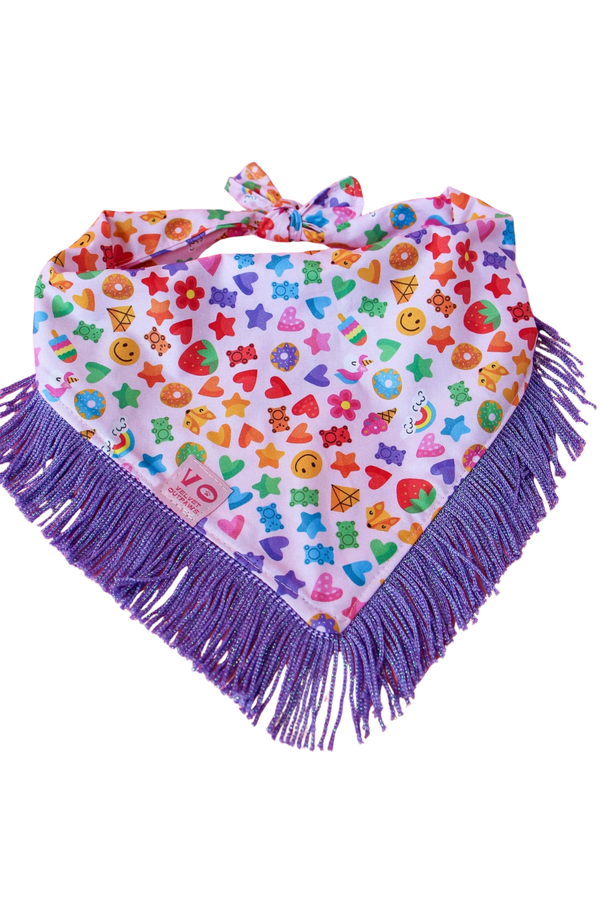 VELVET OUTPAWS Rainbow Candy Fringe Bandana