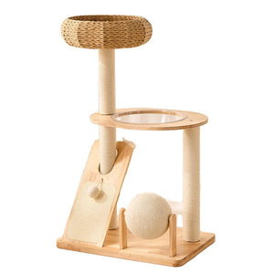 PAWFECT Modern Cat Tree with Woven Basket Bed