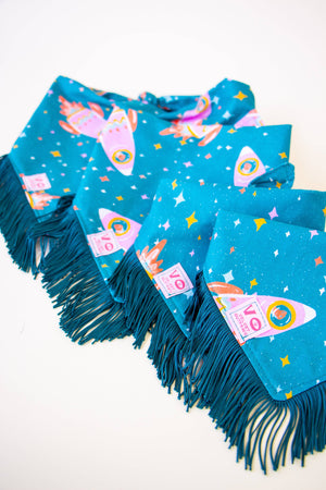 VELVET OUTPAW Space Cowboys Teal Fringe Bandana