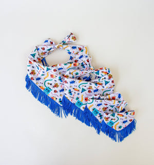 VELVET OUTPAW Bugs Blue Fringe Bandana