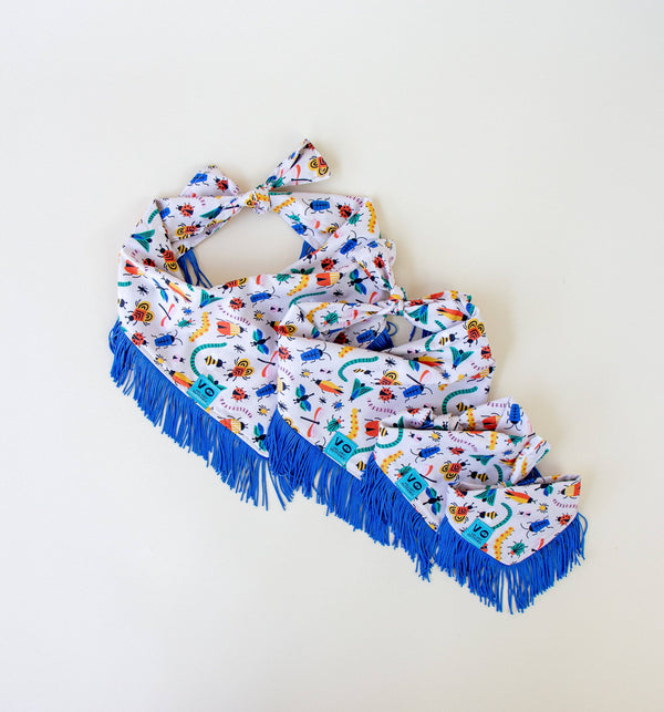 VELVET OUTPAW Bugs Blue Fringe Bandana