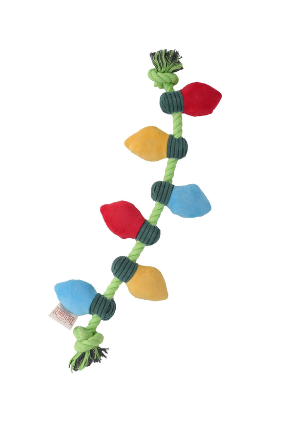 TERRITORY Holiday String of Lights Plush Squeaker Rope Tug Dog Toy