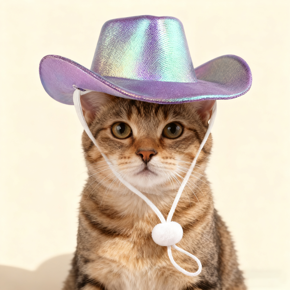 Sparkling Denim Cowboy Hat for Cats