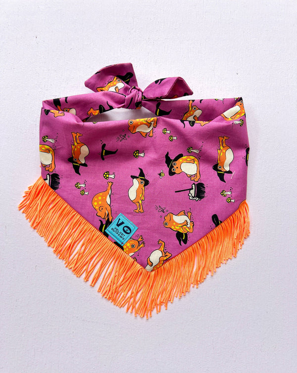 Velvet Outpaws Halloween Frogs Fringe Bandana