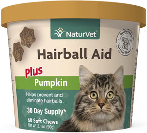 NATURVET Hairball Aid Soft Chew Plus Pumpkin for Cats 60ct