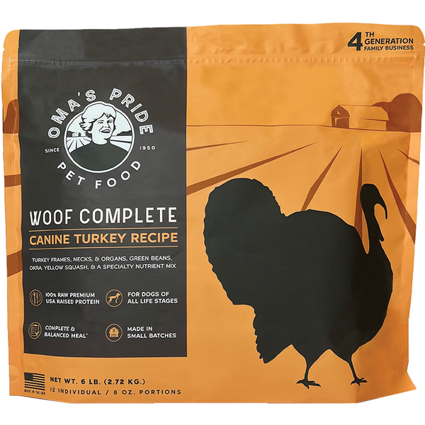 OMA'S PRIDE Frozen Dog Food Woof Complete Turkey
