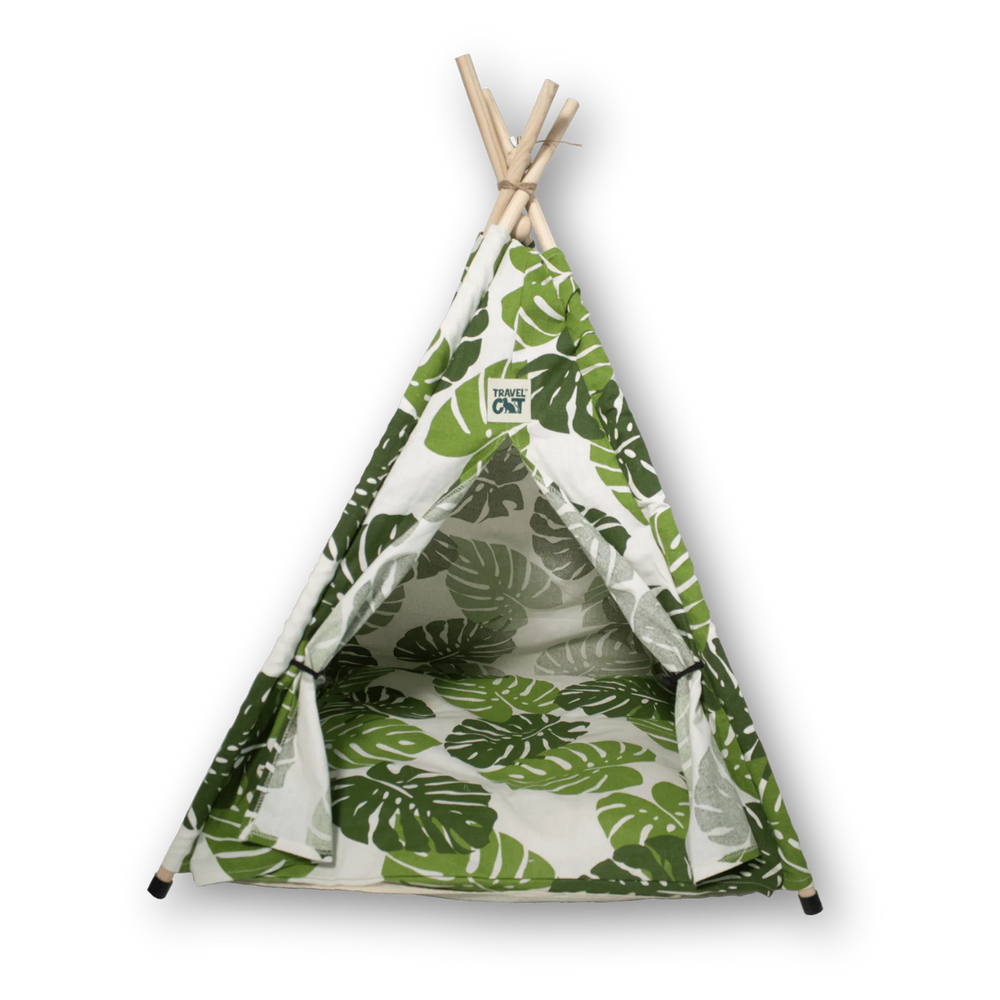 TRAVEL CAT Cat Tent Bed Monstera