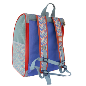TRAVEL CAT “The Roam With Me” Cat Backpack  Chevron Terracotta Sky