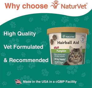 NATURVET Hairball Aid Soft Chew Plus Pumpkin for Cats 60ct