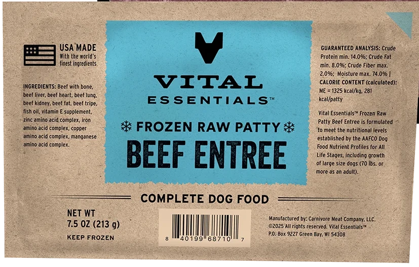 VITAL ESSENTIALS Frozen Raw Beef Dog Food