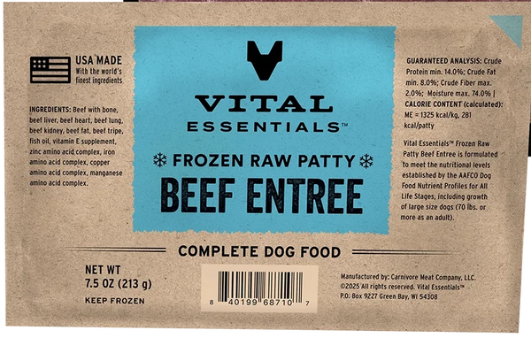 VITAL ESSENTIALS Frozen Raw Beef Dog Food
