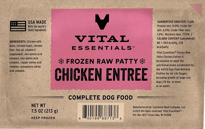 VITAL ESSENTIALS Frozen Raw Chicken Dog Food