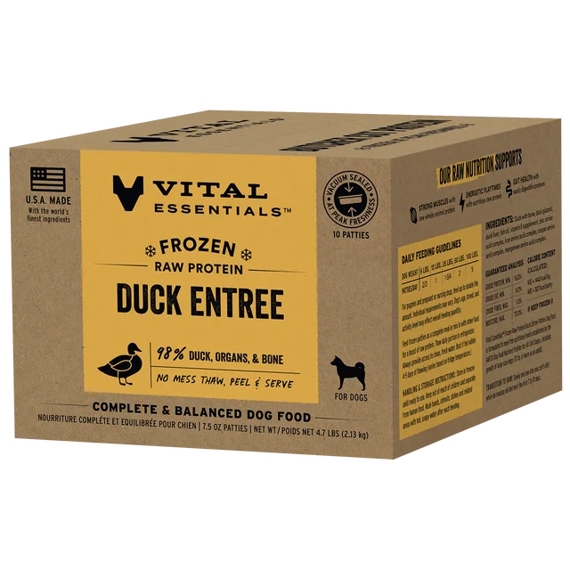 VITAL ESSENTIALS Frozen Raw Duck Dog Food 4.7 LB