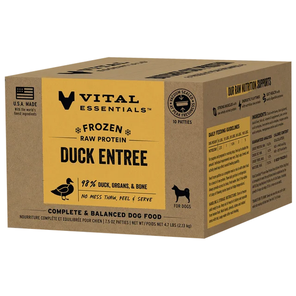 VITAL ESSENTIALS Frozen Raw Duck Dog Food 4.7 LB