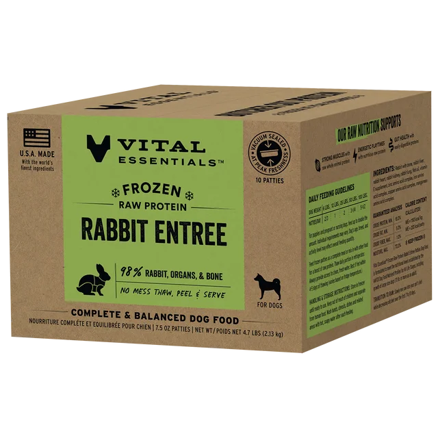 VITAL ESSENTIALS Frozen Raw Rabbit Dog Food 4.7 LB