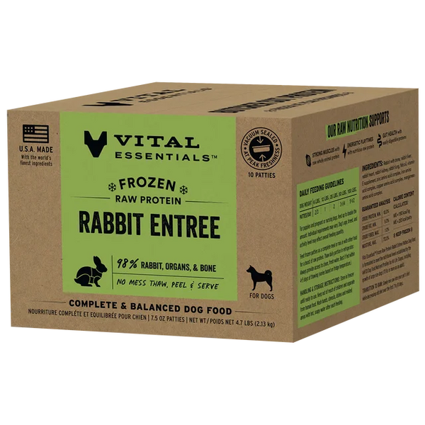 VITAL ESSENTIALS Frozen Raw Rabbit Dog Food 4.7 LB