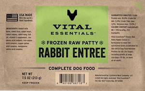 VITAL ESSENTIALS Frozen Raw Rabbit Dog Food 4.7 LB
