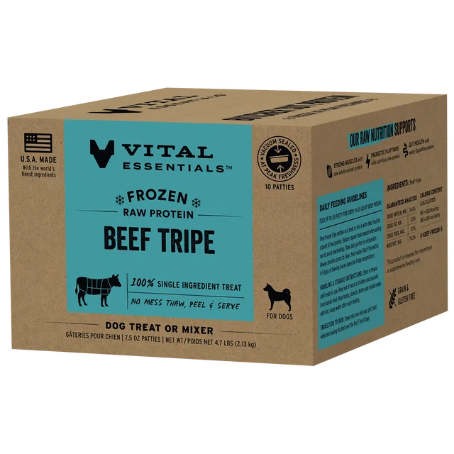 VITAL ESSENTIALS Frozen Raw Beef Tripe Dog Food 4.7 LB