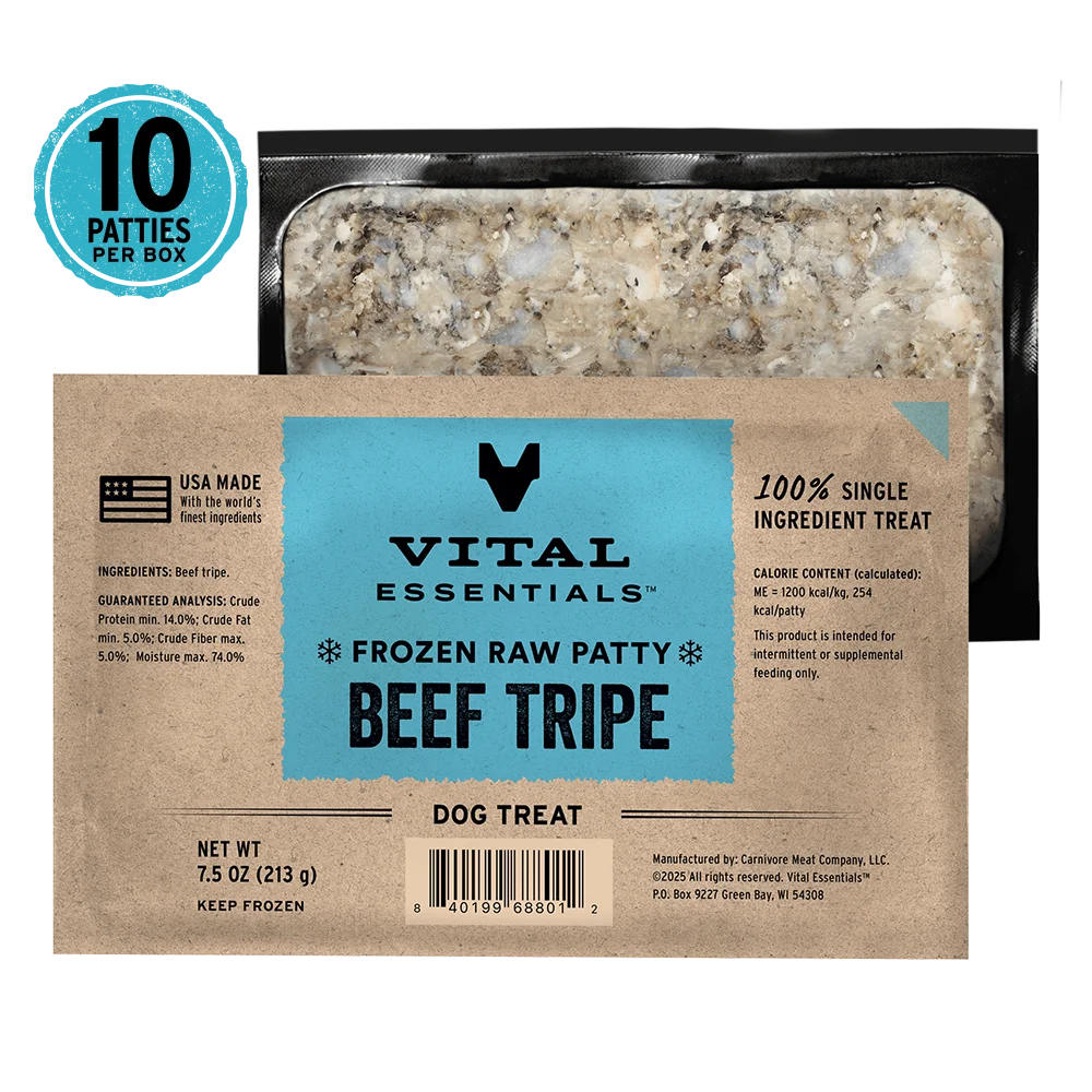 VITAL ESSENTIALS Frozen Raw Beef Tripe Dog Food 4.7 LB
