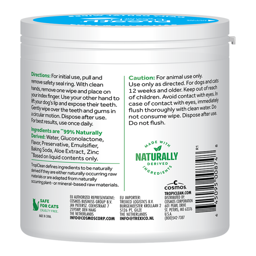 TROPICLEAN  Dog & Cat Finger Dental Wipes 50CT