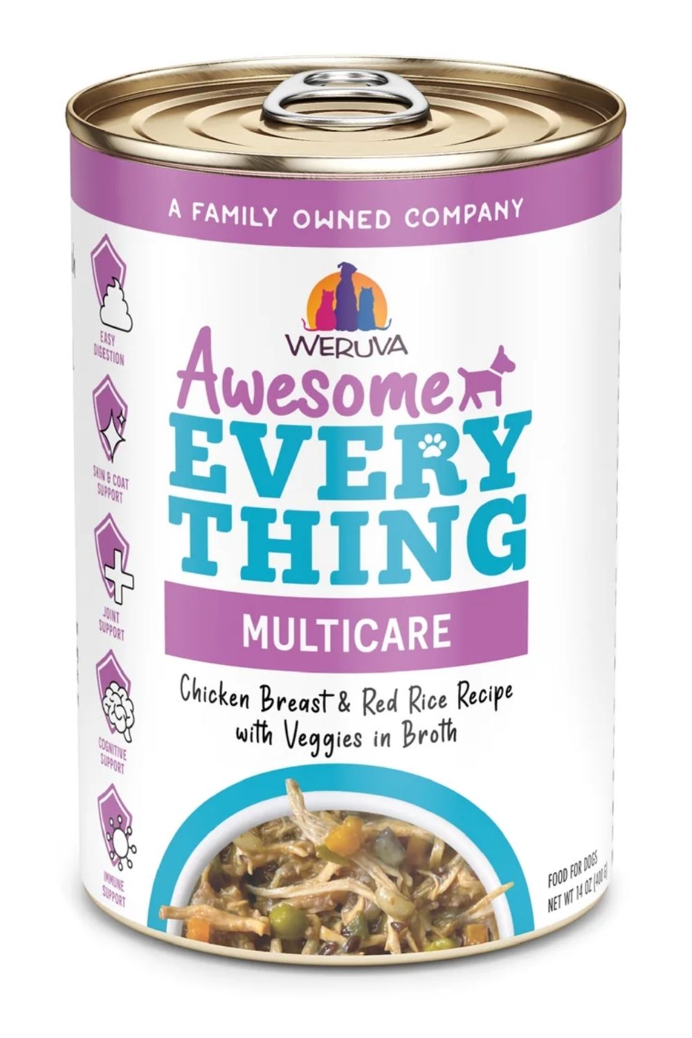 WERUVA Awesome Everything Chicken Breast & Red Rice Recipe with Veggies in Broth Canned Dog Food CASE 10/14OZ