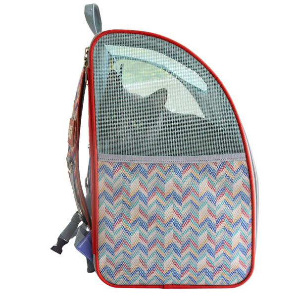 TRAVEL CAT “The Roam With Me” Cat Backpack  Chevron Terracotta Sky