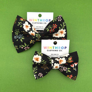 WINTHROP Black Floral Dog Bow Tie