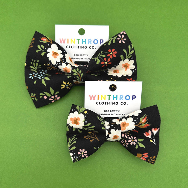 WINTHROP Black Floral Dog Bow Tie