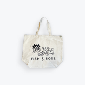 FISH & BONE Cat Dog Cotton Canvas Tote Bag
